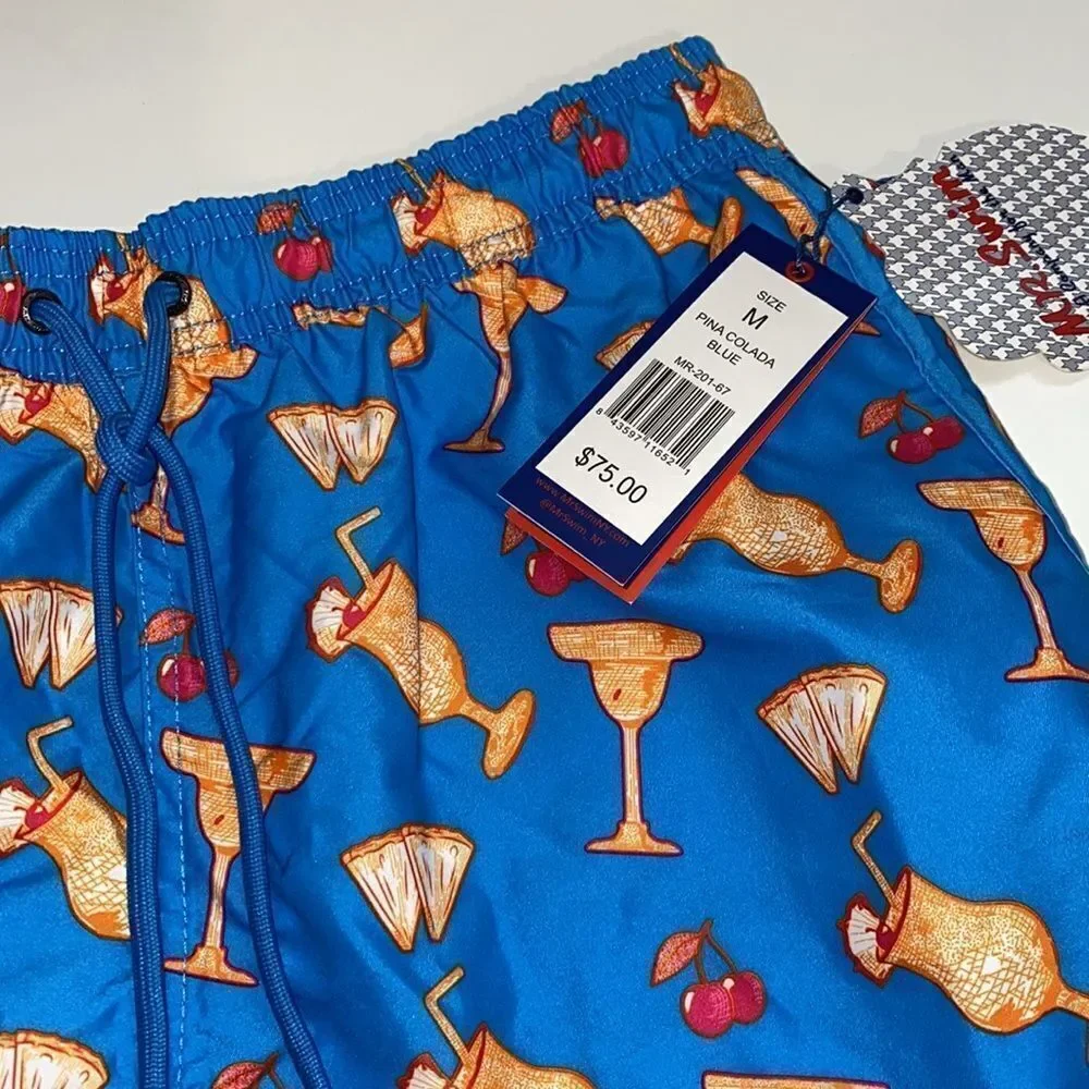 🔥MR. SWIM pina colada  blue Boardshorts sz M New